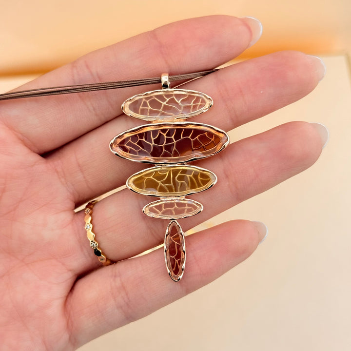 Brown and champagne texture enamel rose gold plated set