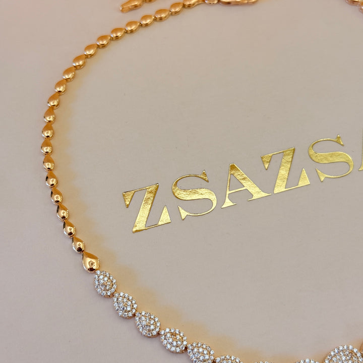 Teardrop zircone sterling silver gold plated necklace