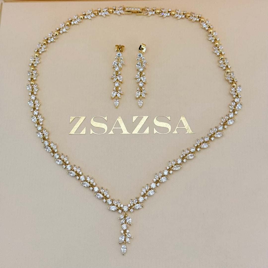 Marquise zircone gold plated set