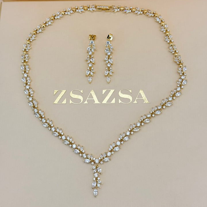 Marquise zircone gold plated set