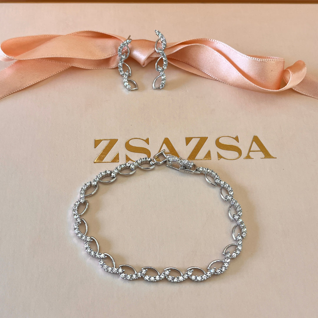 Swarovski crystals and white gold plated earrings and bracelet