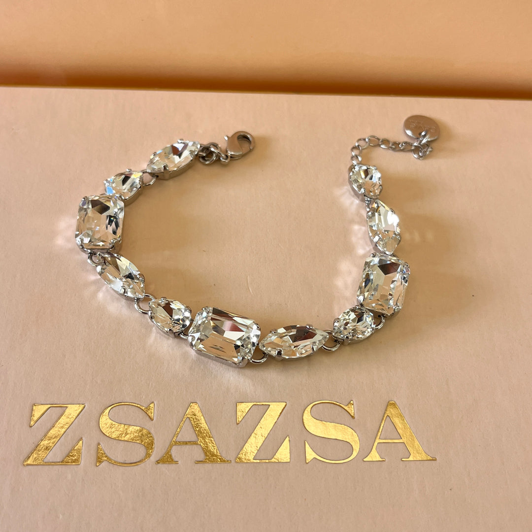 Swarovski crystal mix of shapes white gold plated bracelet