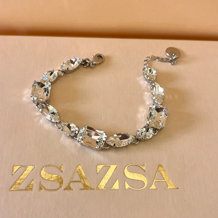Swarovski crystal mix of shapes white gold plated bracelet