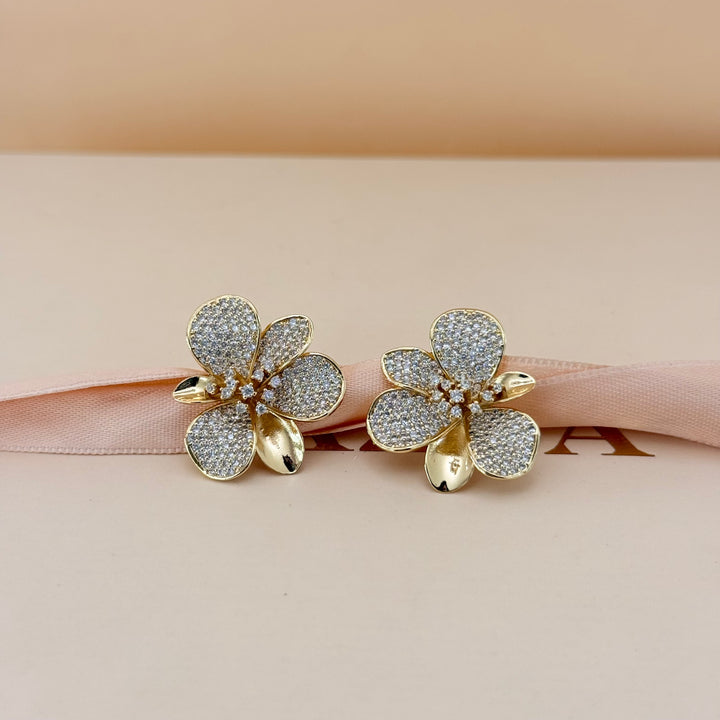 Flower zircone gold plated earrings