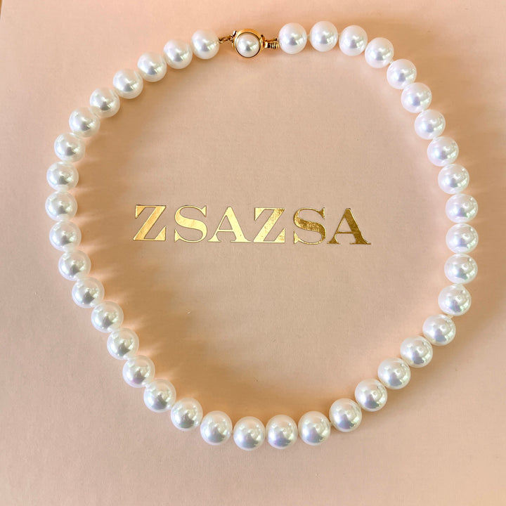 White Mallorca pearls gold plated necklace