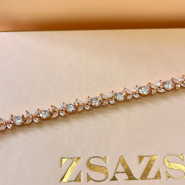Marquise and round zircone light rose gold plated bracelet