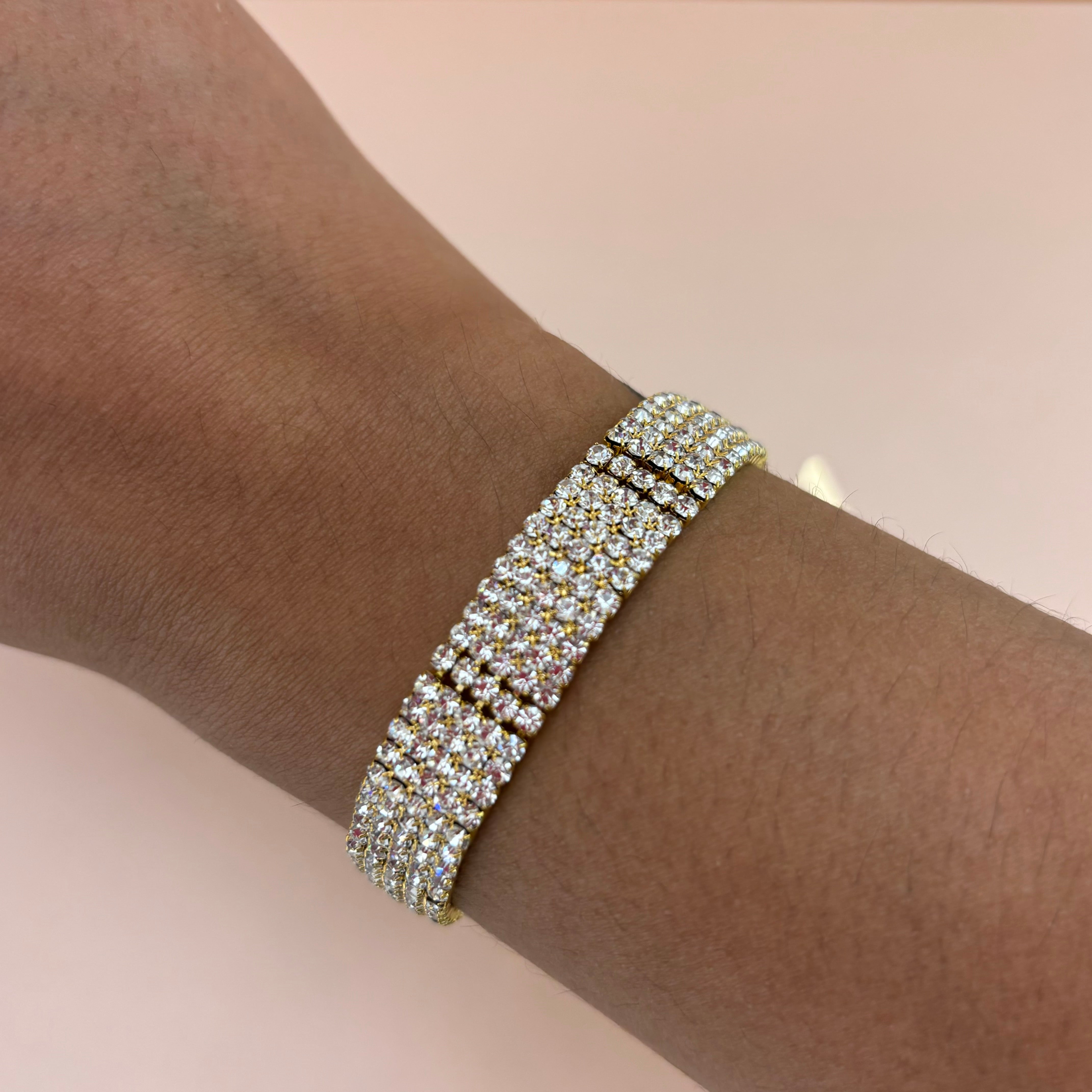 Elegant rhinestone gold bracelet