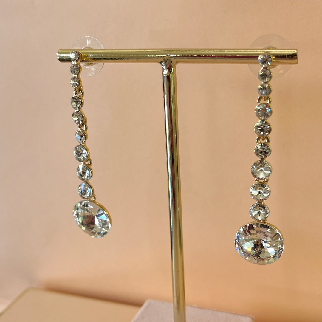 Swarovski crystals round gold plated earrings