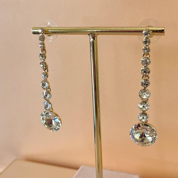 Swarovski crystals round gold plated earrings