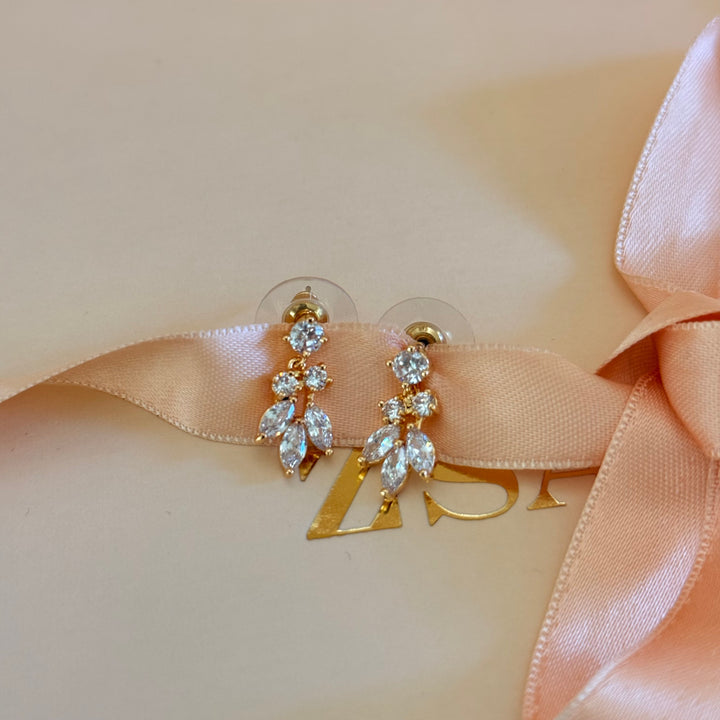 Marquise zircone gold plated earrings