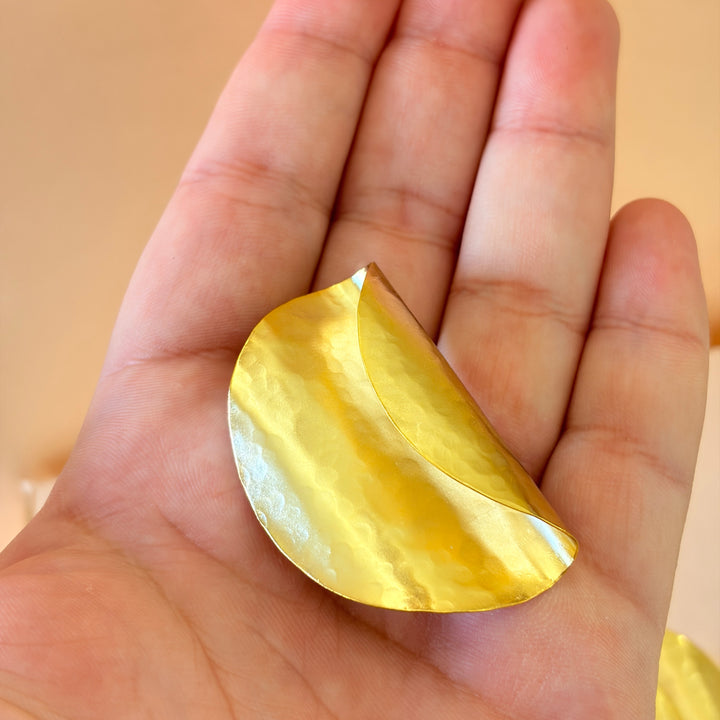 Handmade Semi Fold Gold Earrings | Gold Plated | ZsaZsa