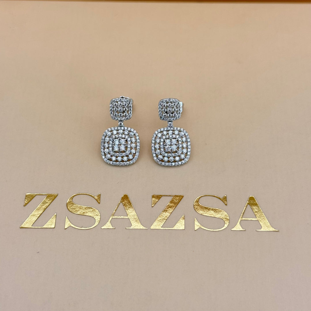 Squares zircone silver set