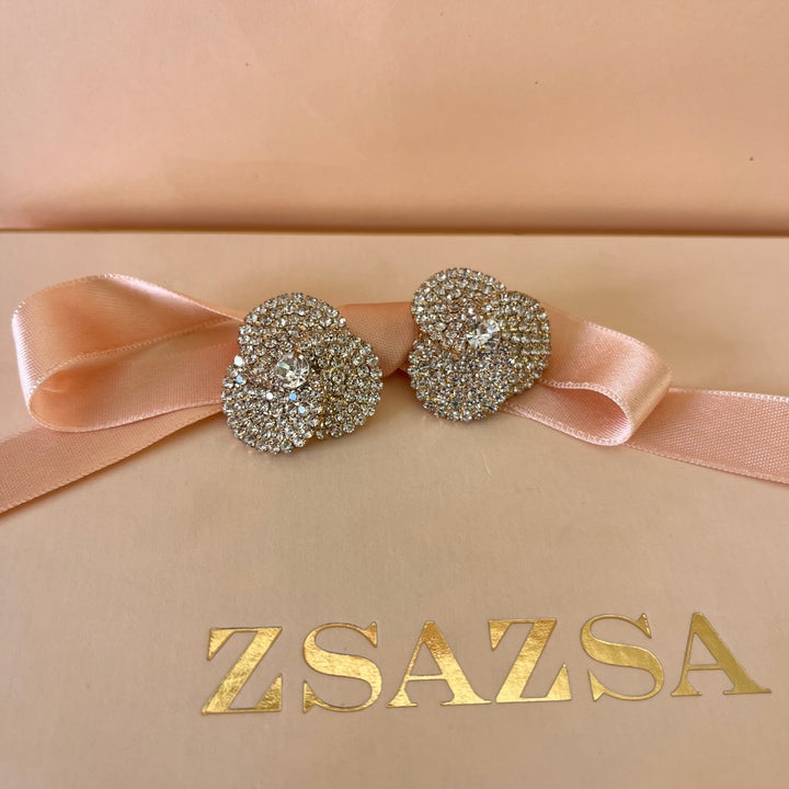 Flower preciosa crystals gold plated studs