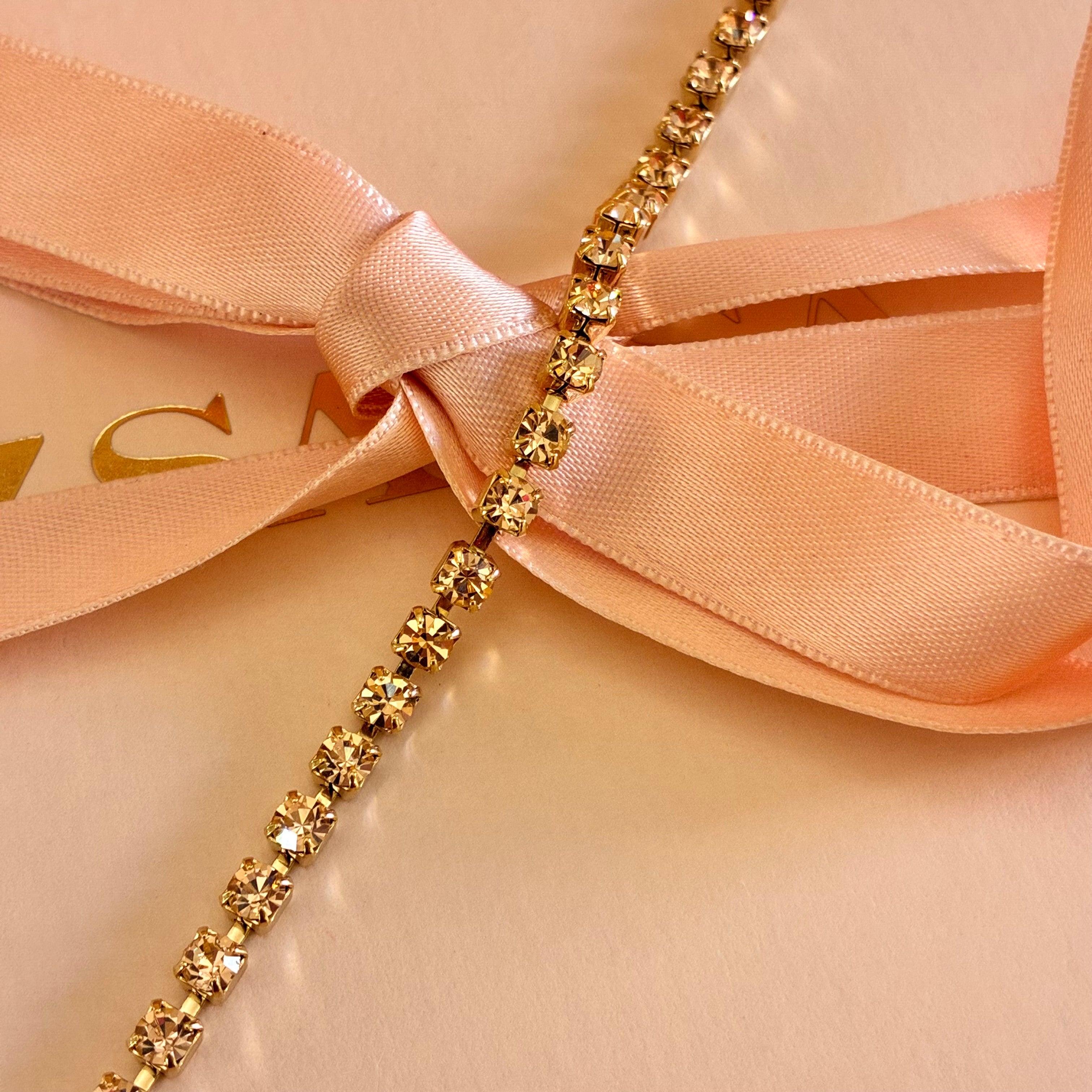 Dainty Peach Swarovski crystals bracelet