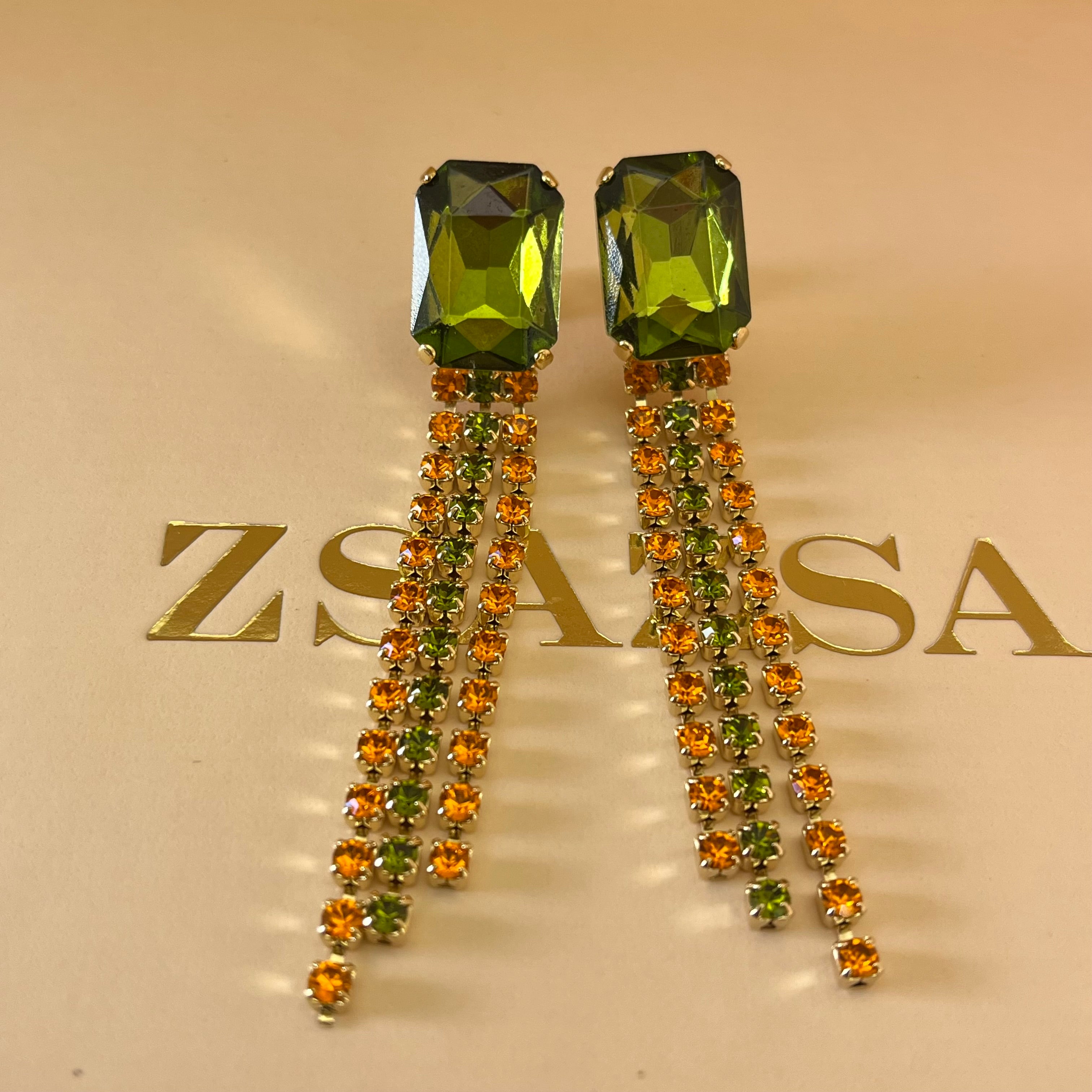 Fringe Swarovski crystals earrings