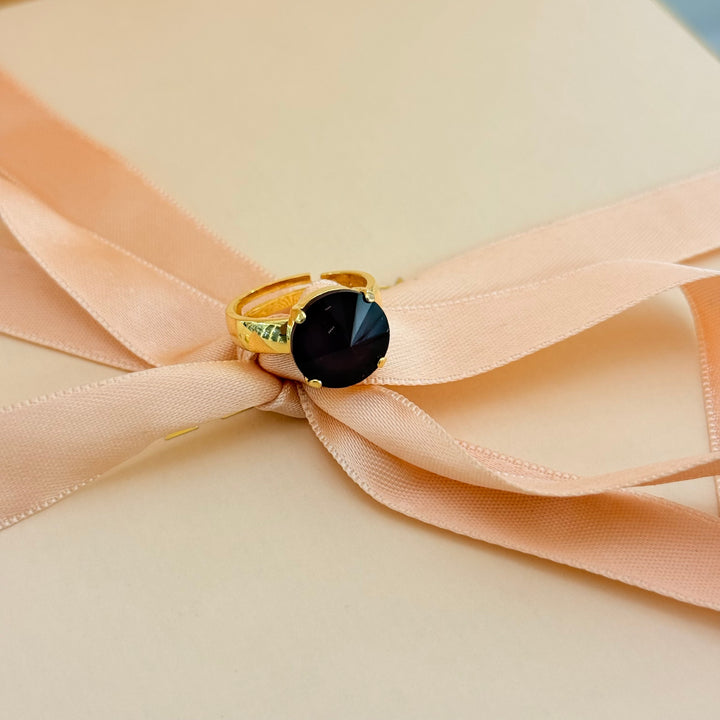 Statement plum Swarovski crystals earrings and ring