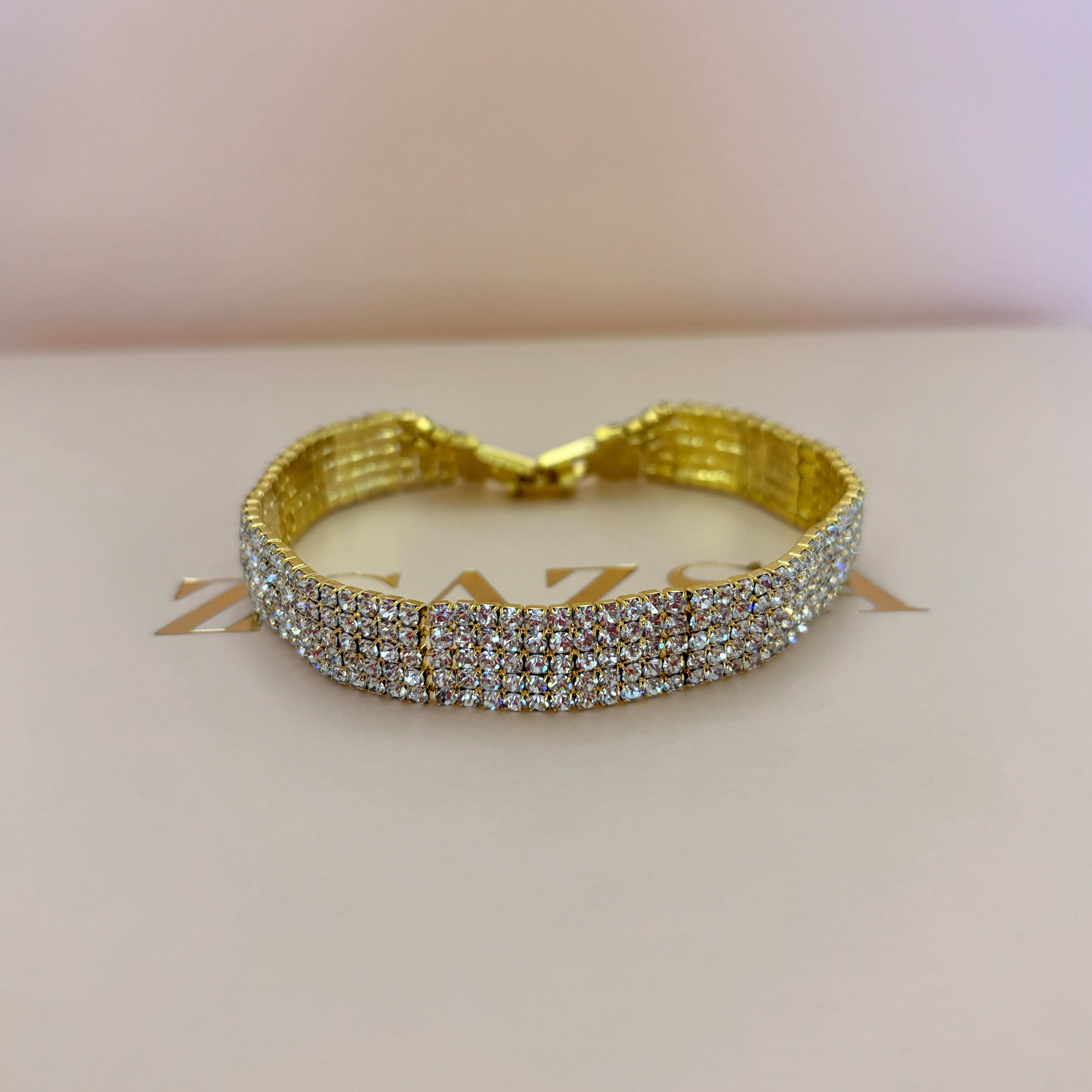 Elegant rhinestone gold bracelet