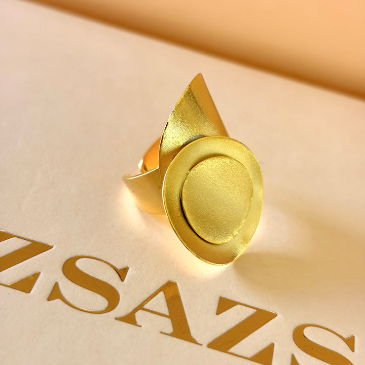 Handmade Two Circle Gold Ring | Gold Plated | ZsaZsa
