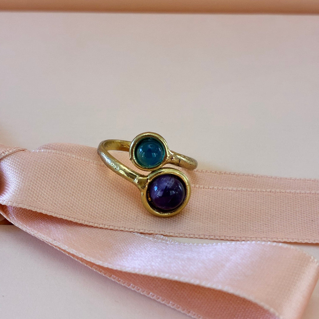 Handmade amethyst gold plated set
