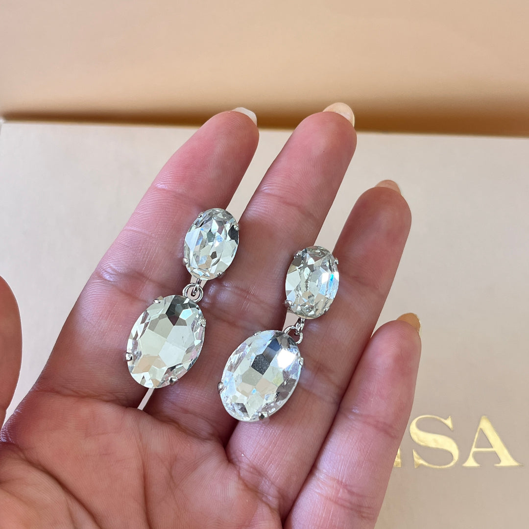 Preciosa crystals oval white gold plated set