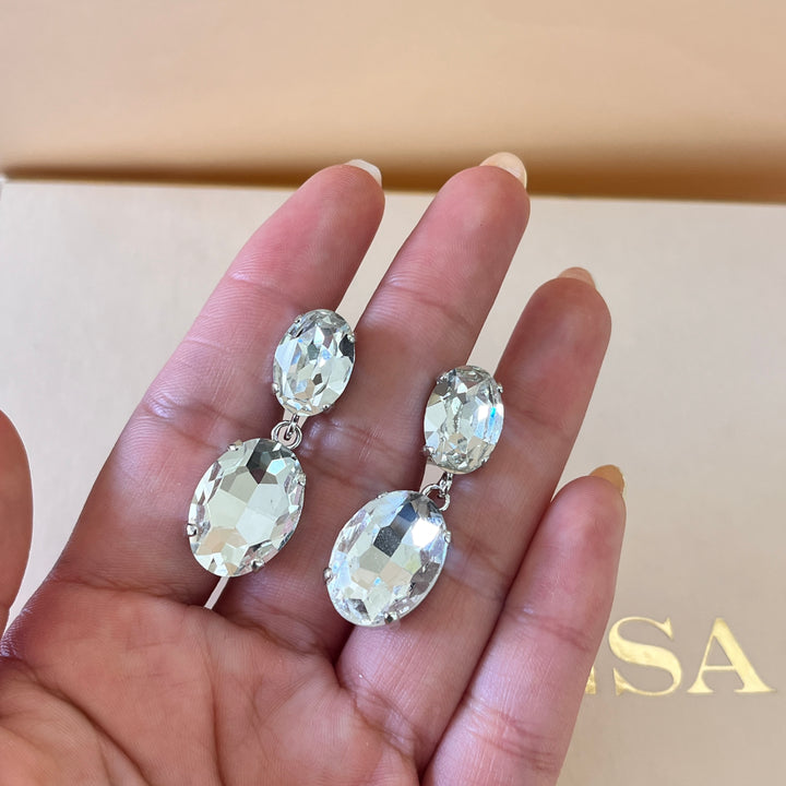 Preciosa crystals oval white gold plated set