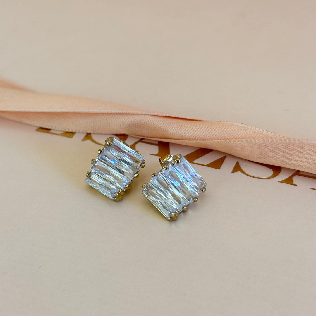 Baguette zircone gold plated earrings