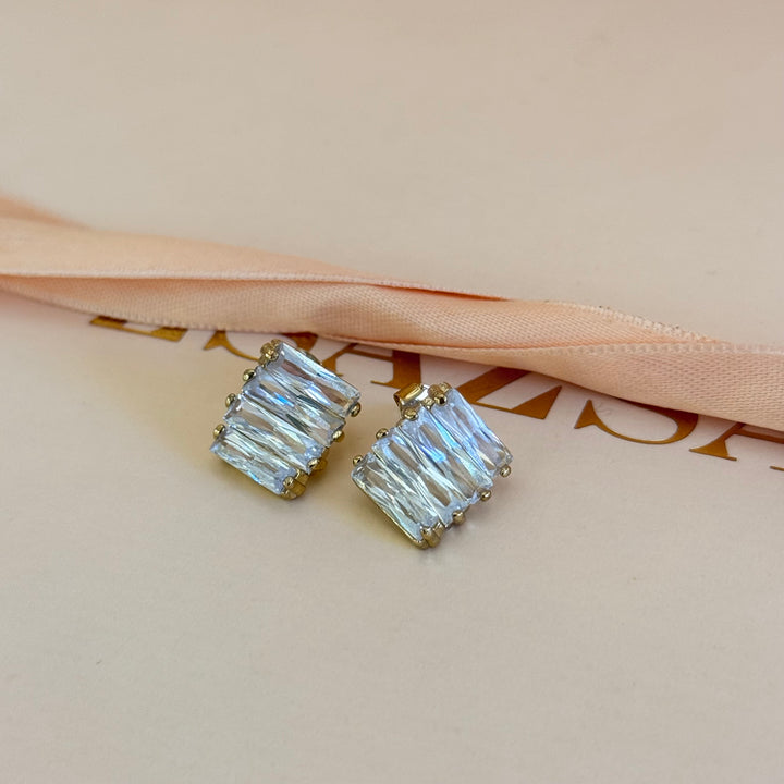 Baguette zircone gold plated earrings