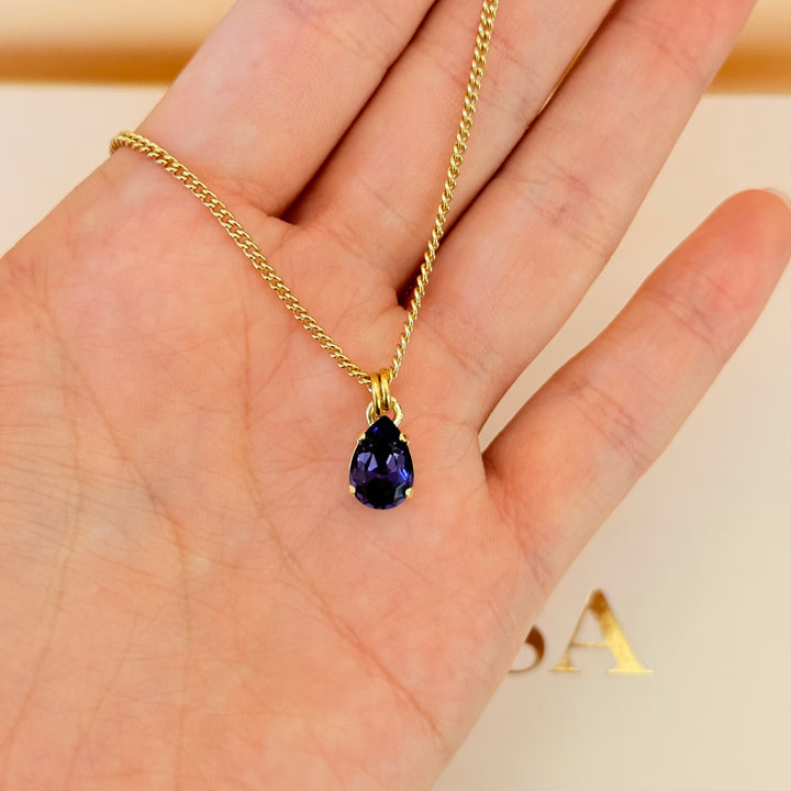 Dainty teardrop violet Swarovski crystals set