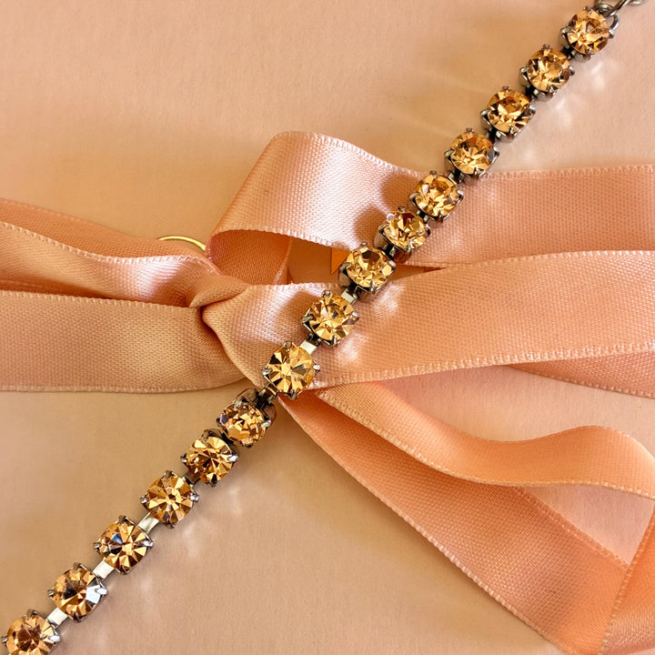 Peach Swarovski crystals silver bracelet