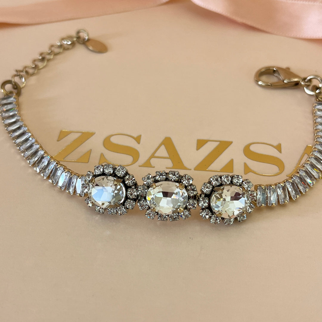 Swarovski crystals mix of shapes  gold plated earrings and bracelet