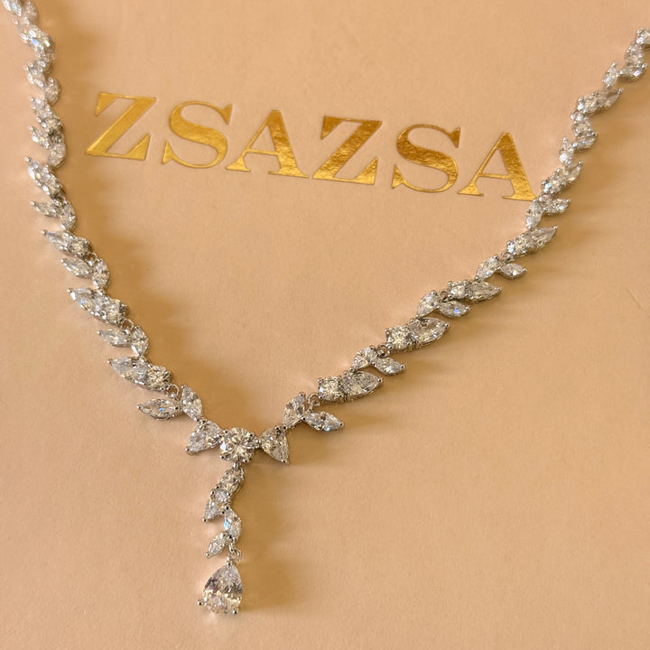 Marquise and teardrop zircone silver set