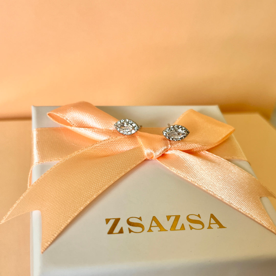 Marquise zircone white gold plated earrings