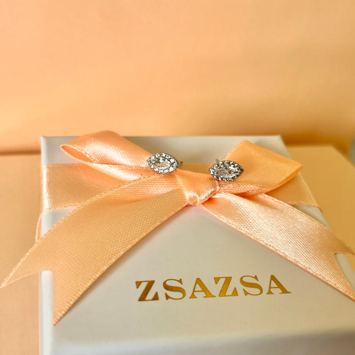 Marquise zircone white gold plated earrings