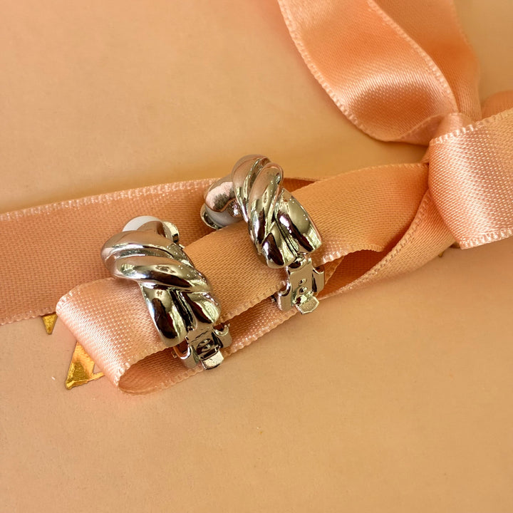 Twisted half hoops clip on earrings