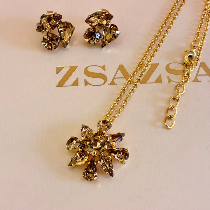 Teardrop and marquise bronze Swarovski crystals set