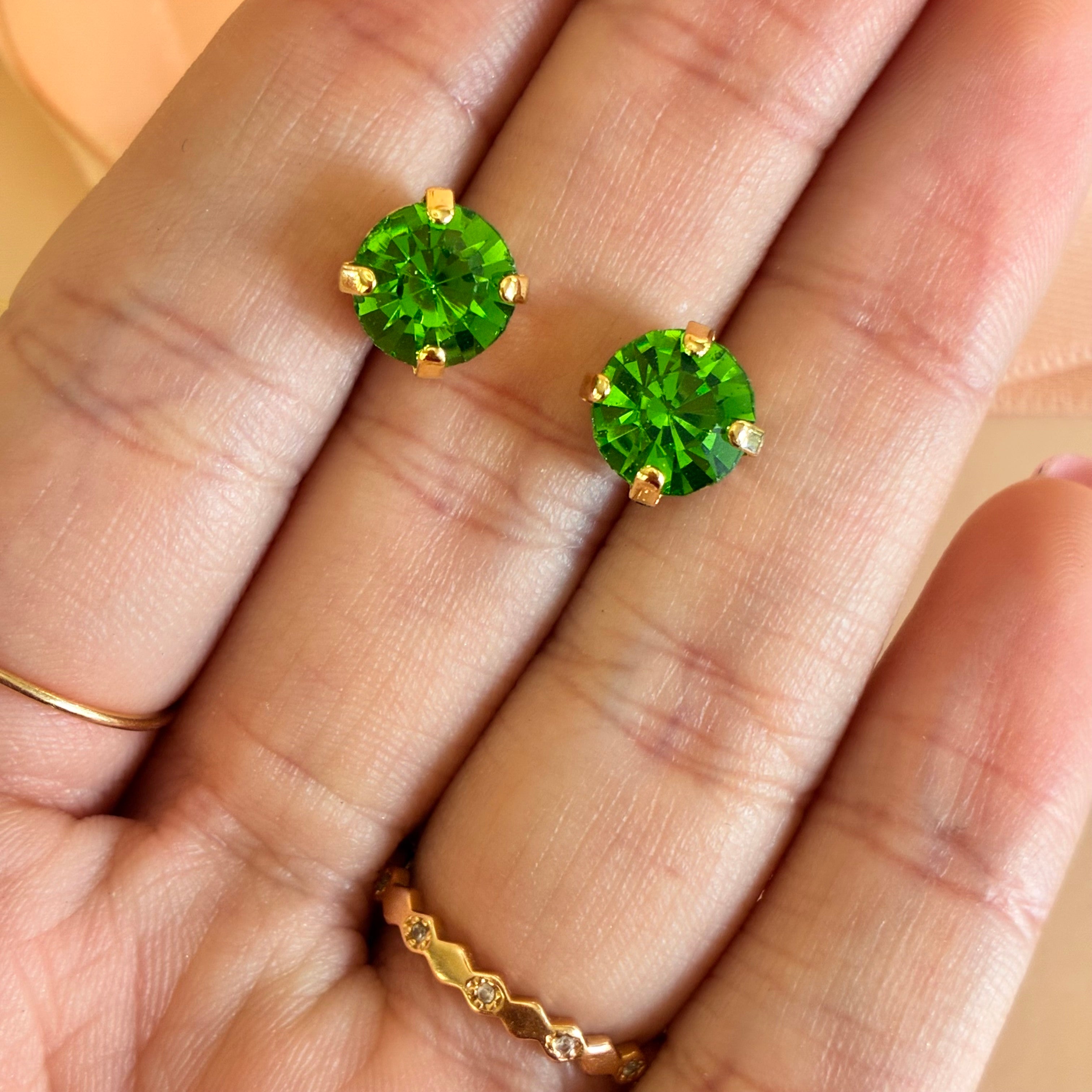 Green Swarovski crystals studs