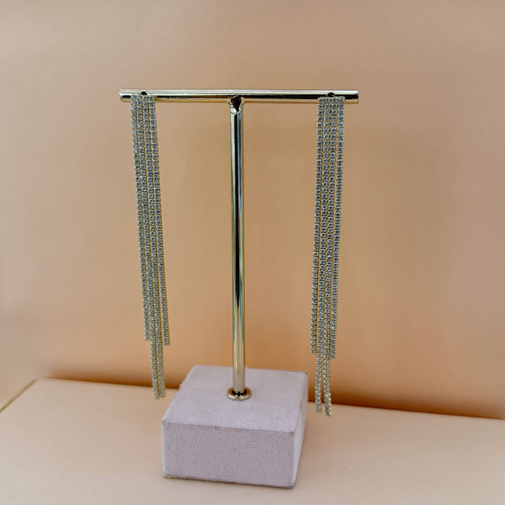 Long fringe sterling silver gold plated earrings