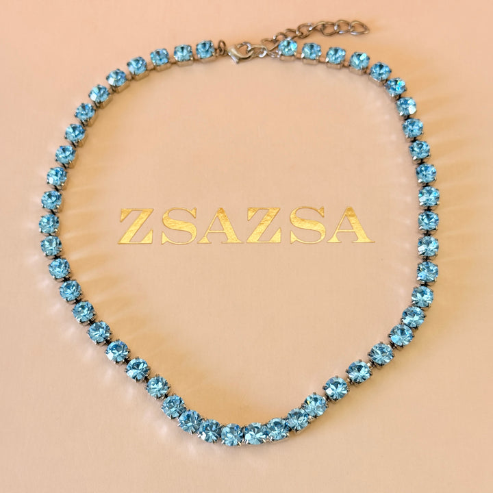 Preciosa crystals turquoise silver necklace
