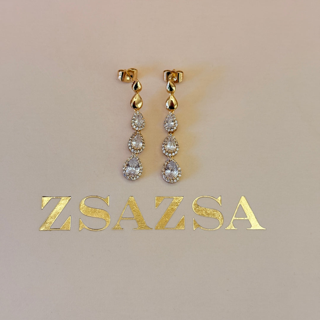 Teardrop zircone gold plated set
