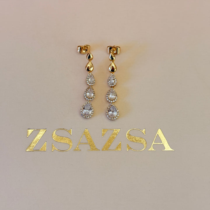 Teardrop zircone gold plated set