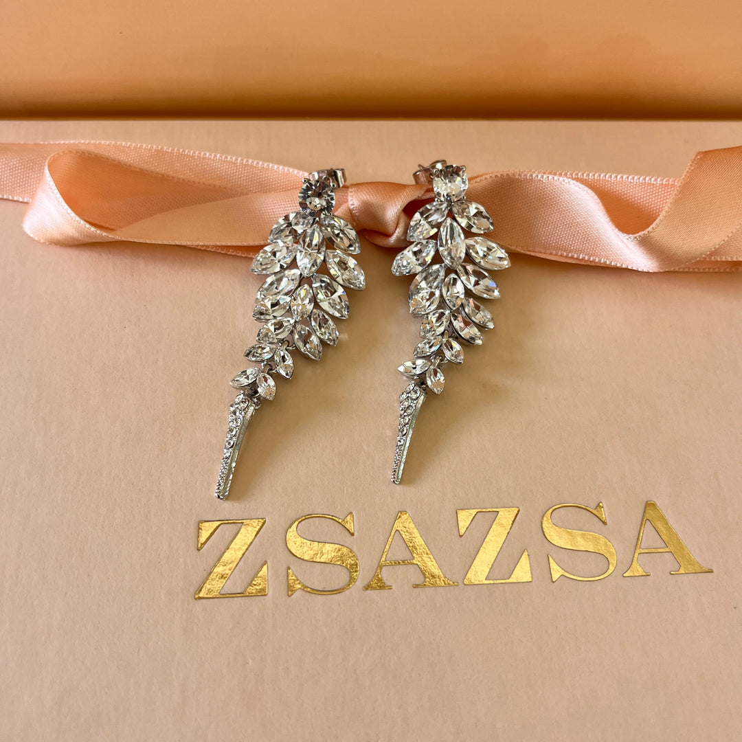 Swarovski crystals marquise white gold plated set