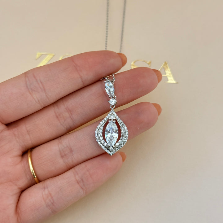 Mixed shapes zircone silver pendant