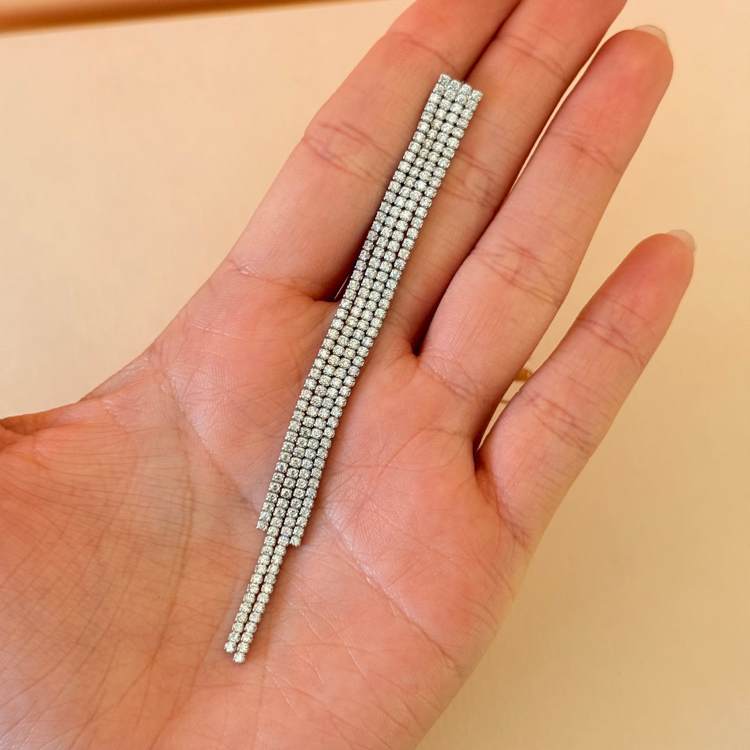 Long fringe sterling silver earrings