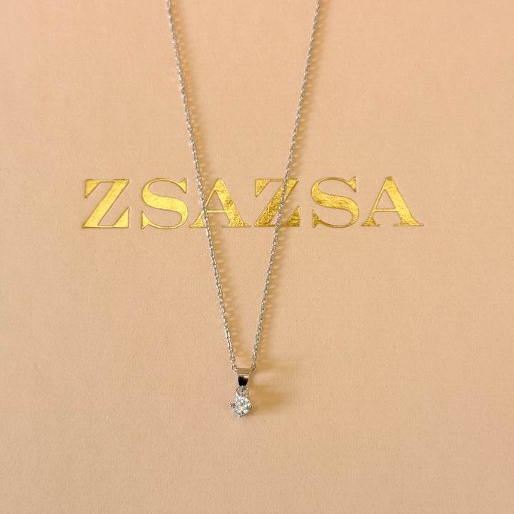 Small solitaire zircone sterling silver pendant