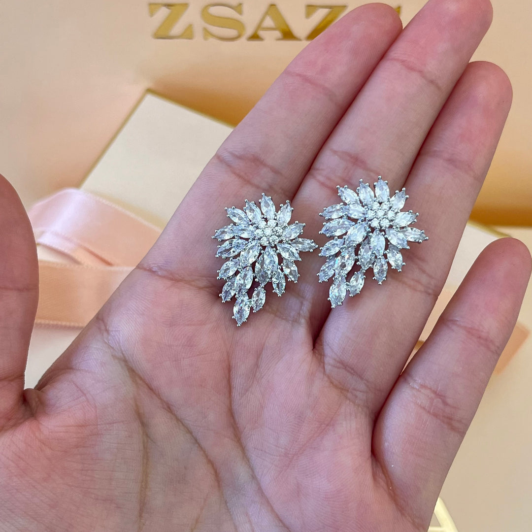 Silver zircone marquise studs