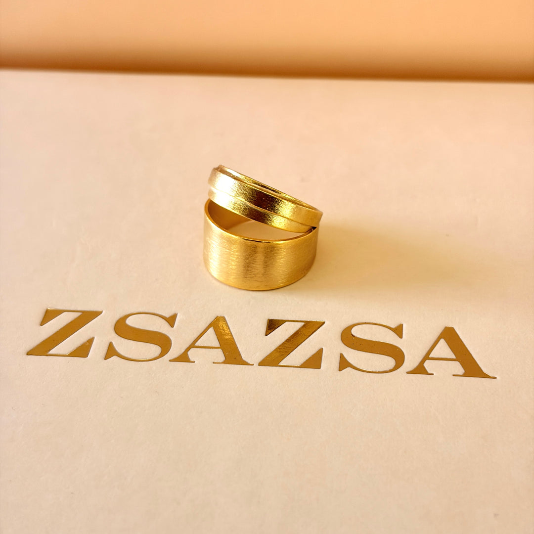 Handmade Wide Band Ring | Gold Plated | ZsaZsa