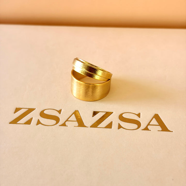 Handmade Wide Band Ring | Gold Plated | ZsaZsa
