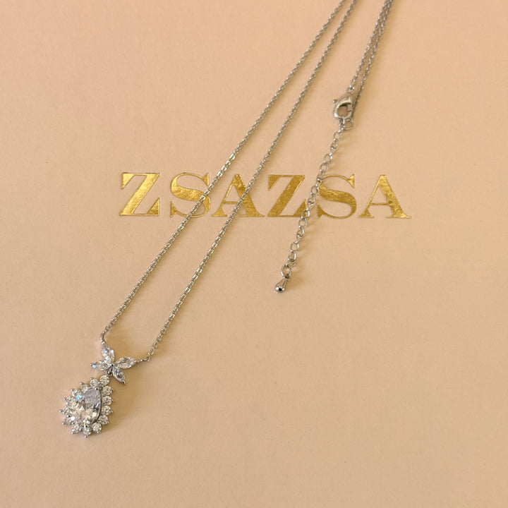 Marquise and teardrop zircone silver pendant