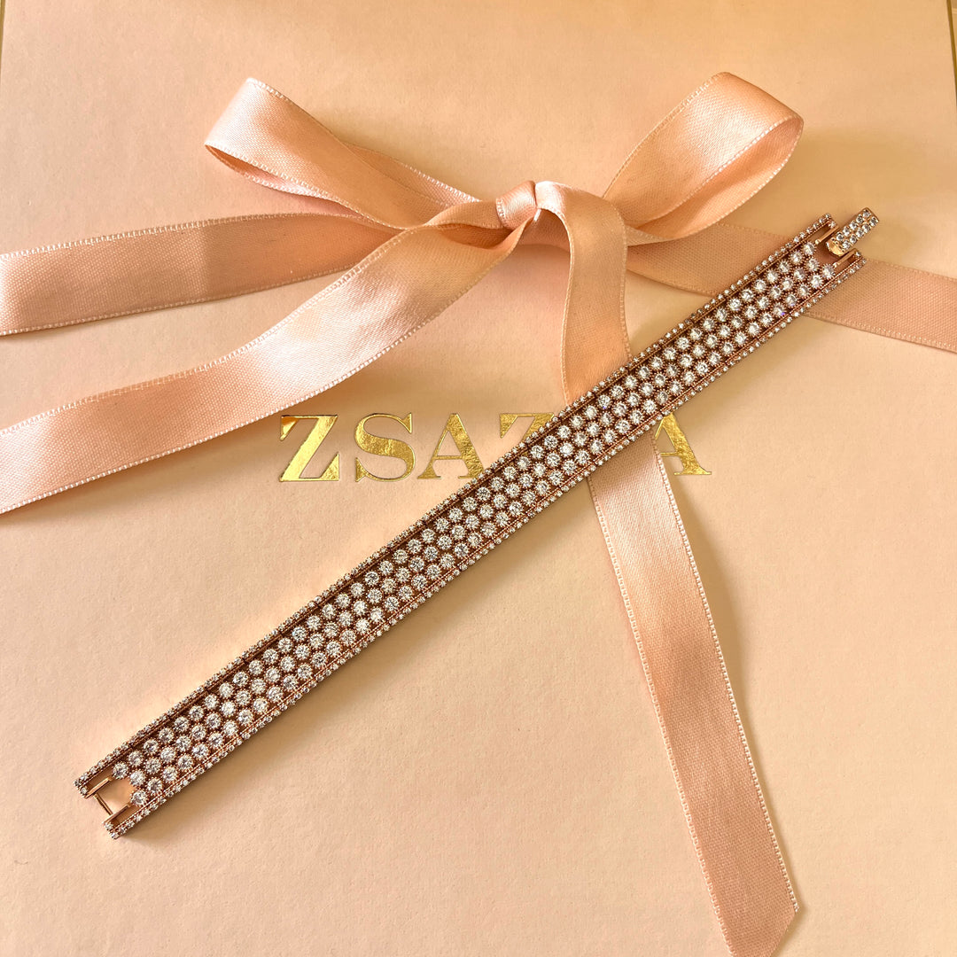 Stunning zircone shapes rose gold plated bracelet