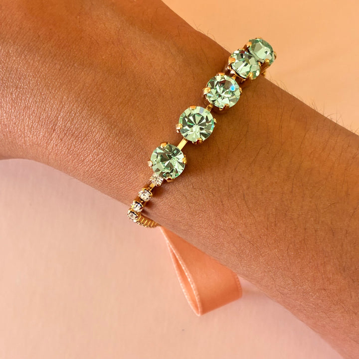 Mint Swarovski crystals gold plated bracelet